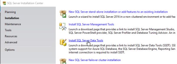 Install SQL Server Data Tools Link